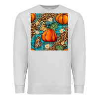 Dove Grey pumpkin and butterfly seamless pattern Premium Sweatshirt - BundleAndBundleShop