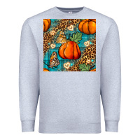 Heather Grey pumpkin and butterfly seamless pattern Premium Sweatshirt - BundleAndBundleShop