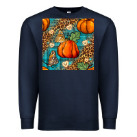 Navy pumpkin and butterfly seamless pattern Premium Sweatshirt - BundleAndBundleShop