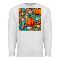 Oatmeal Heather pumpkin and butterfly seamless pattern Premium Sweatshirt - BundleAndBundleShop