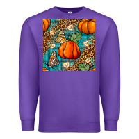 Purple pumpkin and butterfly seamless pattern Premium Sweatshirt - BundleAndBundleShop