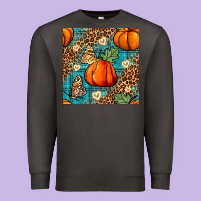 Pumpkin And Butterfly Seamless Pattern Premium Sweatshirt Designed By Bundleandbundleshop