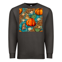 Smoke pumpkin and butterfly seamless pattern Premium Sweatshirt - BundleAndBundleShop