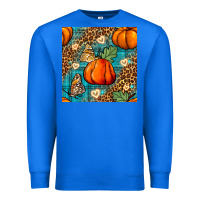 True Royal pumpkin and butterfly seamless pattern Premium Sweatshirt - BundleAndBundleShop