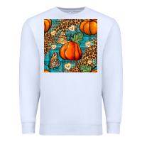 White pumpkin and butterfly seamless pattern Premium Sweatshirt - BundleAndBundleShop