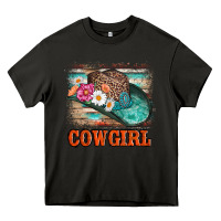 Asphalt cowgirl hat flowers leopard and  leather Heavy Core Tee - AdoDesignShop