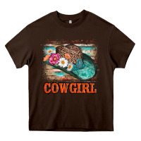 Chocolate Brown cowgirl hat flowers leopard and  leather Heavy Core Tee - AdoDesignShop