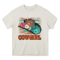 Cream cowgirl hat flowers leopard and  leather Heavy Core Tee - AdoDesignShop