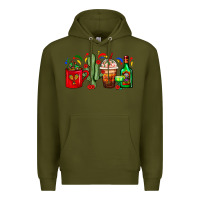 Army Green Mexico Coffee Cups With Cactus And Tequila Bottle Premium Hoodie - FaDigitalArtStudio