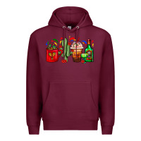 Burgundy Mexico Coffee Cups With Cactus And Tequila Bottle Premium Hoodie - FaDigitalArtStudio