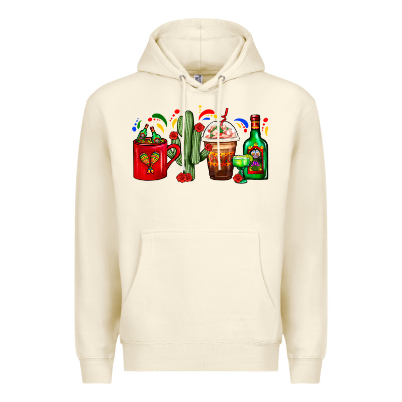 Mexico Coffee Cups With Cactus And Tequila Bottle Premium Hoodie by FaDigitalArtStudio | Teevron