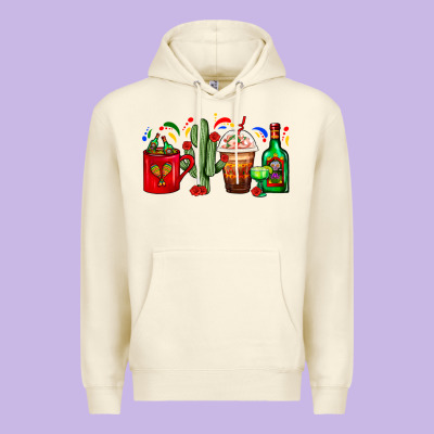 Mexico Coffee Cups With Cactus And Tequila Bottle Premium Hoodie Designed By Fadigitalartstudio