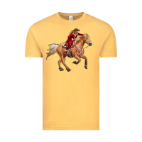 Vintage Mustard Western Christmas Cowgirl On The Horse Vintage Tee - RanaPortraitStore