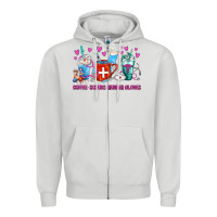 Dove Grey Coffee Nurse Repeat Nurse Coffee Cups Zipper Hoodie - FaDigitalArtStudio