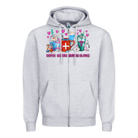 Heather Grey Coffee Nurse Repeat Nurse Coffee Cups Zipper Hoodie - FaDigitalArtStudio