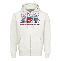 Oatmeal Heather Coffee Nurse Repeat Nurse Coffee Cups Zipper Hoodie - FaDigitalArtStudio
