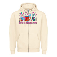 Sandshell Coffee Nurse Repeat Nurse Coffee Cups Zipper Hoodie - FaDigitalArtStudio