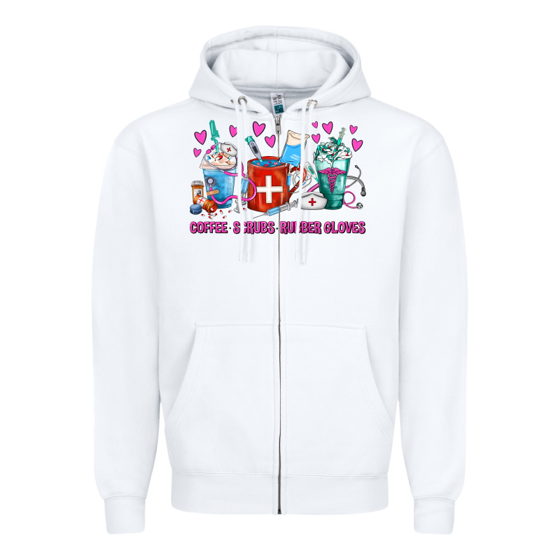 Coffee Nurse Repeat Nurse Coffee Cups Zipper Hoodie by FaDigitalArtStudio | Teevron