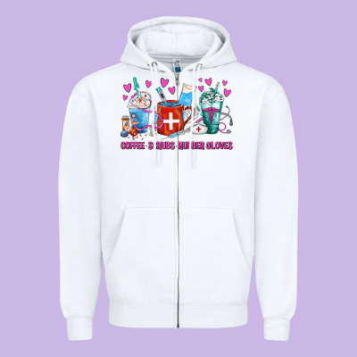Coffee Nurse Repeat Nurse Coffee Cups Zipper Hoodie Designed By Fadigitalartstudio