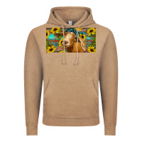 Vintage Coffee Goat with sunflowers and leopard Vintage Hoodie - RanaPortraitStore