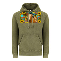 Vintage Olive Goat with sunflowers and leopard Vintage Hoodie - RanaPortraitStore