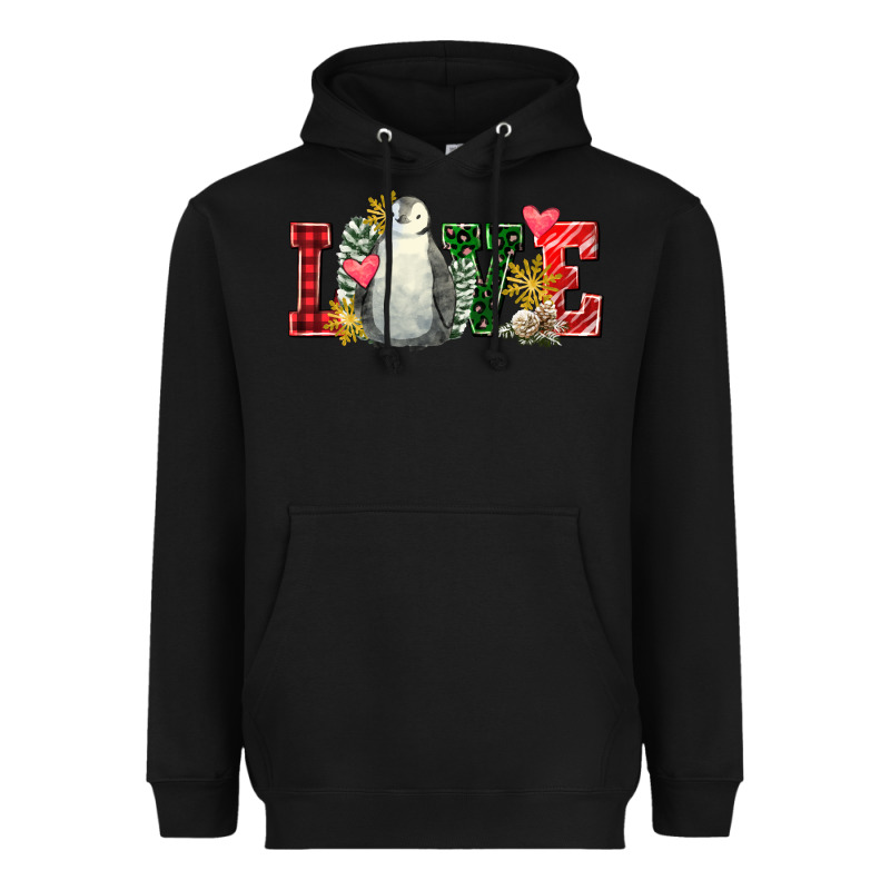 Christmas Penguin Love Heavyweight Hoodie by FaDigitalArtStudio | Teevron