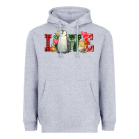 Heather Grey christmas penguin love Heavyweight Hoodie - FaDigitalArtStudio