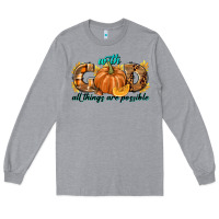 Heather Grey With God All Things Are Possible Long Sleeve Tee - texasbilliewilder