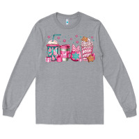 Heather Grey pink Christmas coffee Long Sleeve Tee - Jasminsmagicworld