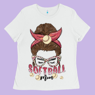 Softball Mom Ladies Tee Designed By Maliassmallbusiness
