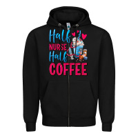Black Half Nurse Half Coffee Zipper Hoodie - FaDigitalArtStudio