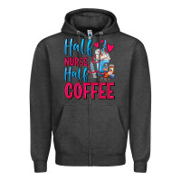Charcoal Heather Half Nurse Half Coffee Zipper Hoodie - FaDigitalArtStudio
