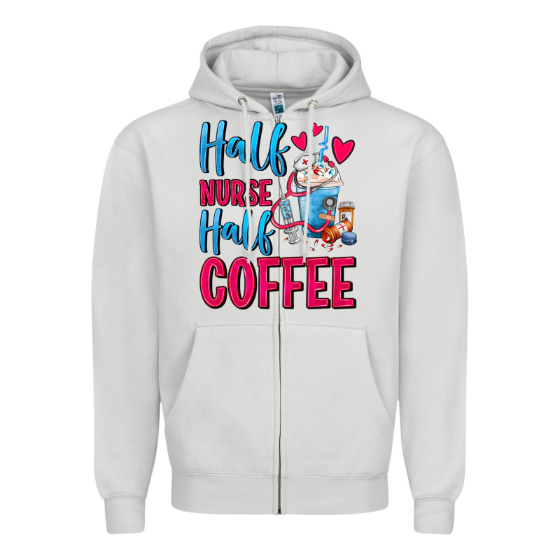 Half Nurse Half Coffee Zipper Hoodie by FaDigitalArtStudio | Teevron