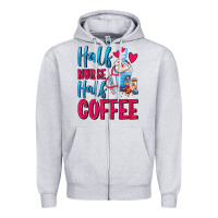 Heather Grey Half Nurse Half Coffee Zipper Hoodie - FaDigitalArtStudio