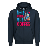 Navy Half Nurse Half Coffee Zipper Hoodie - FaDigitalArtStudio