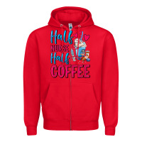 Red Half Nurse Half Coffee Zipper Hoodie - FaDigitalArtStudio