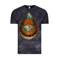 Cloud Black leopard bullskull teardrop earrings Vintage Tee - Jasminsmagicworld