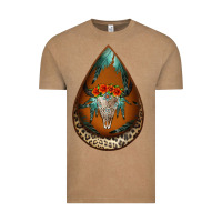 Vintage Coffee leopard bullskull teardrop earrings Vintage Tee - Jasminsmagicworld