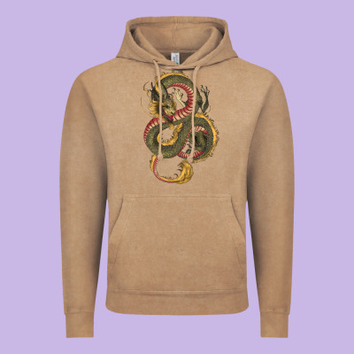 Green And Yellow Dragon Vintage Hoodie Designed By Ranaportraitstore