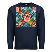 Navy fall pig seamless pattern Premium Sweatshirt - BundleAndBundleShop