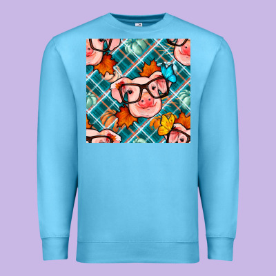 Fall Pig Seamless Pattern Premium Sweatshirt Designed By Bundleandbundleshop