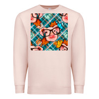 Pale Pink fall pig seamless pattern Premium Sweatshirt - BundleAndBundleShop