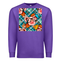 Purple fall pig seamless pattern Premium Sweatshirt - BundleAndBundleShop