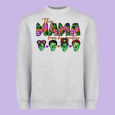 Personalized This Mama Loves Her Monsters Heavyweight Sweatshirt Designed By Cowgirlartshop