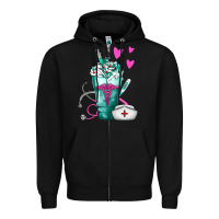 Black Nurse Frappe Zipper Hoodie - FaDigitalArtStudio