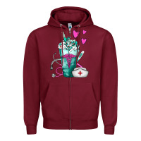 Burgundy Nurse Frappe Zipper Hoodie - FaDigitalArtStudio