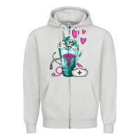Dove Grey Nurse Frappe Zipper Hoodie - FaDigitalArtStudio