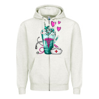 Oatmeal Heather Nurse Frappe Zipper Hoodie - FaDigitalArtStudio