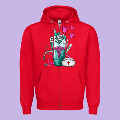 Nurse Frappe Zipper Hoodie Designed By Fadigitalartstudio