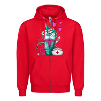 Red Nurse Frappe Zipper Hoodie - FaDigitalArtStudio